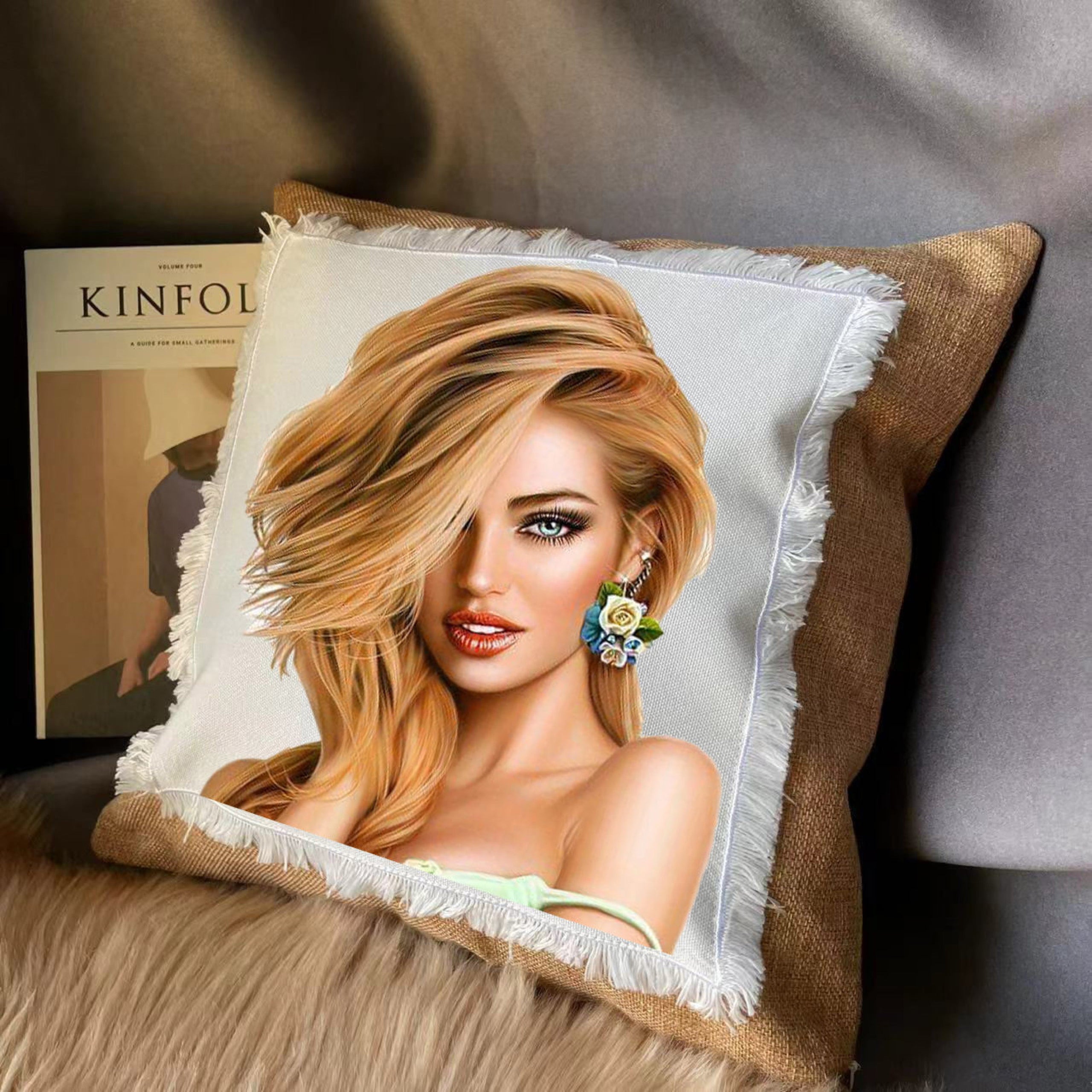 Sublimation Blank linen pillow cases with zipper Red Coat Design Studio